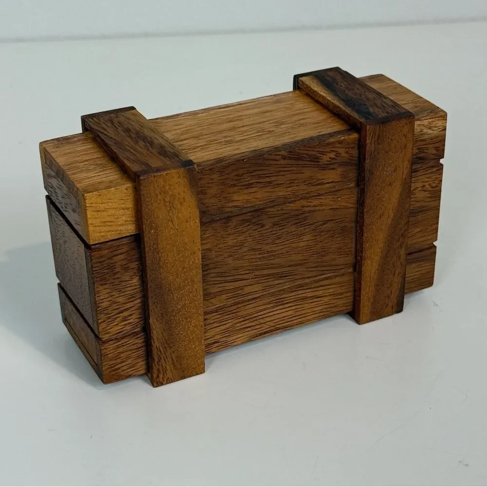 Handmade Hidden Drawer Wooden Trinket Box 5.5x3”